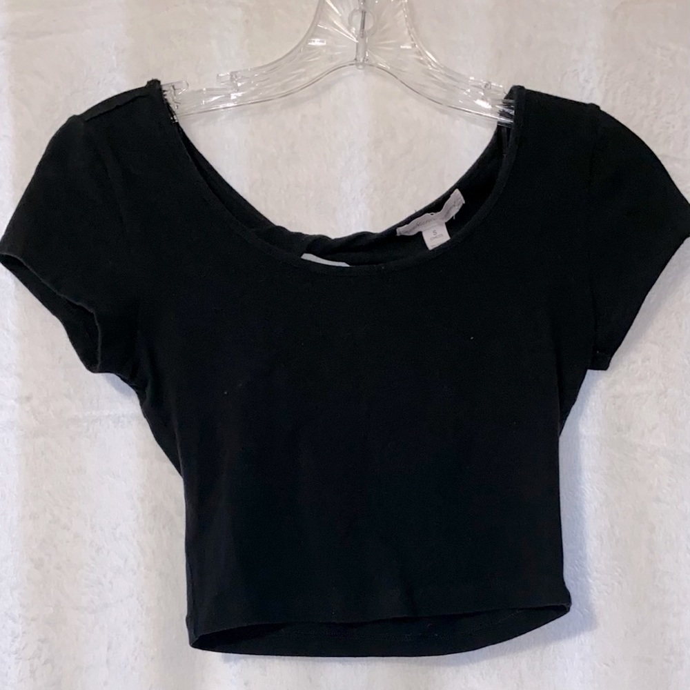 Black Crop Top with Keyhole Back